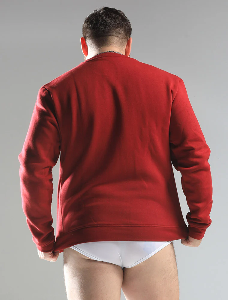 Comfort Fit: Crew Neck - Dark Red - Image 4