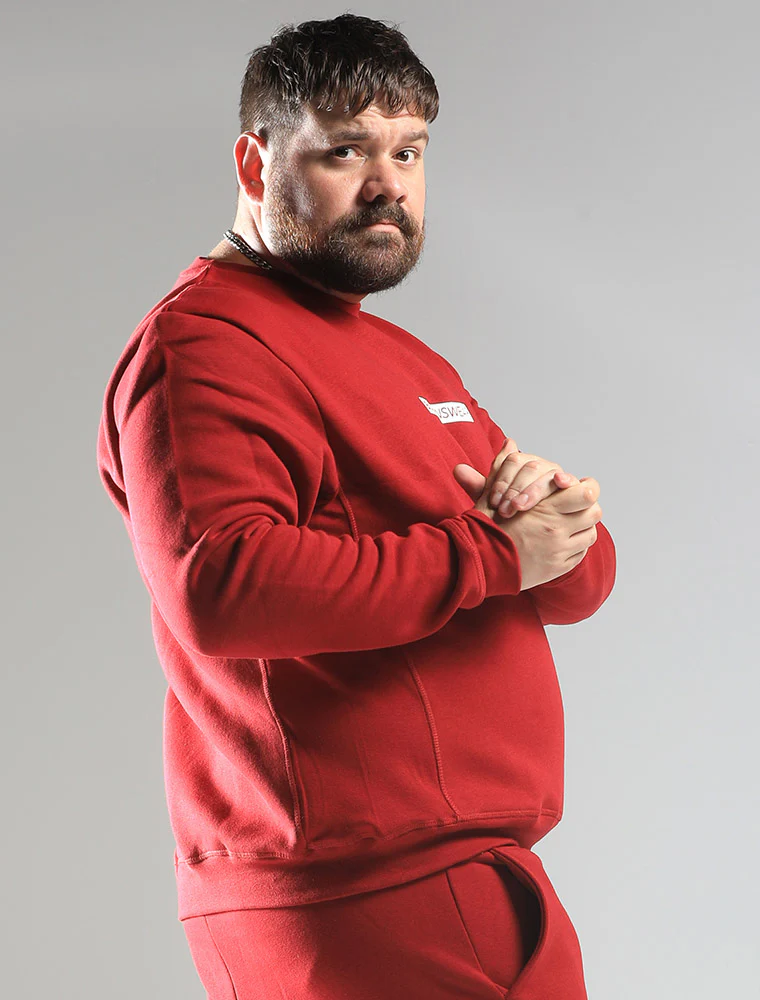 Comfort Fit: Crew Neck - Dark Red - Image 5