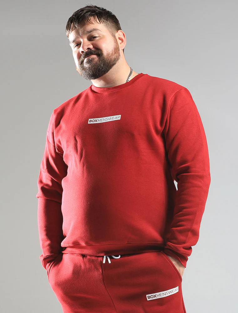 Comfort Fit: Crew Neck - Dark Red - Image 6