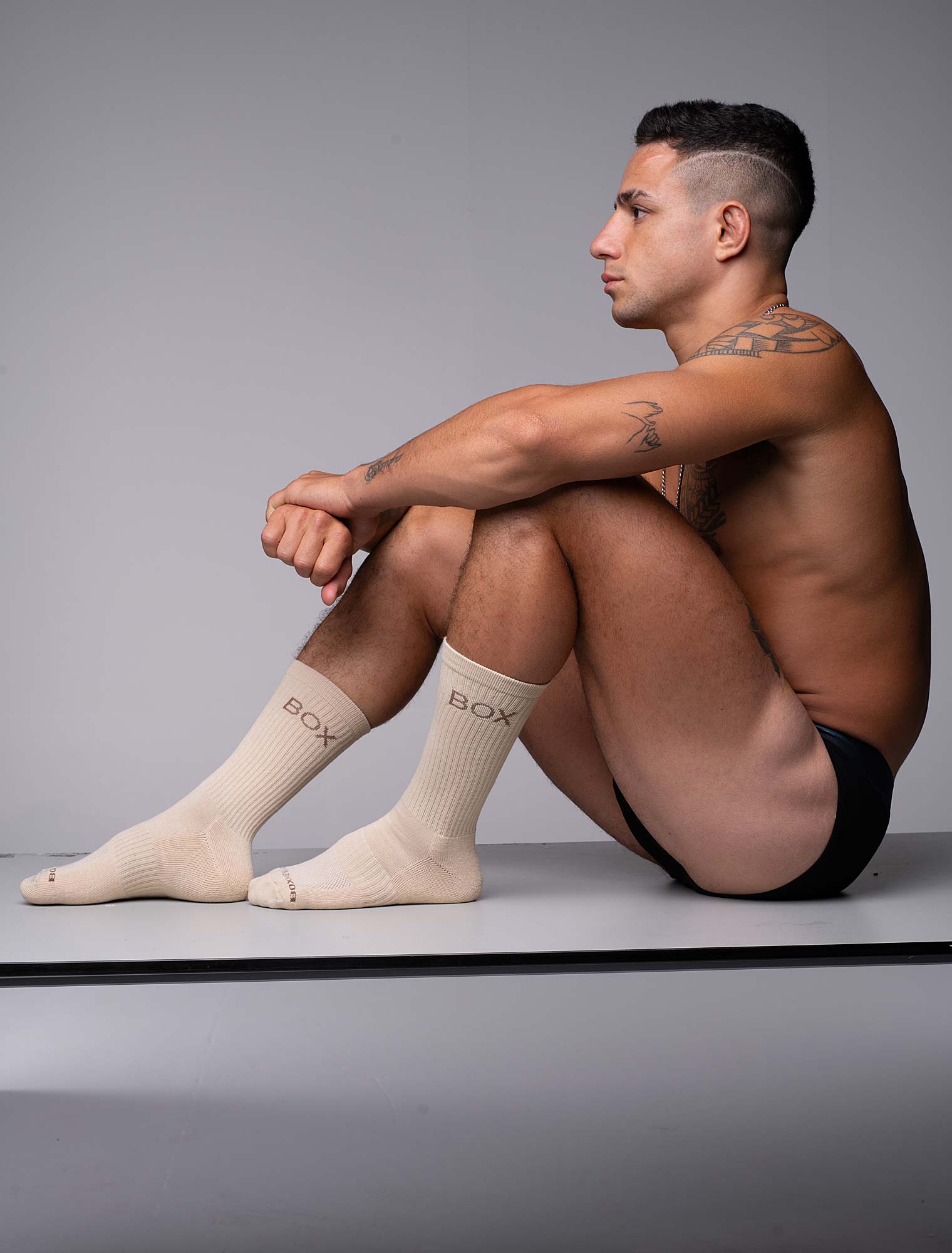 Essentials Rib Crew Socks - Cream - Image 3