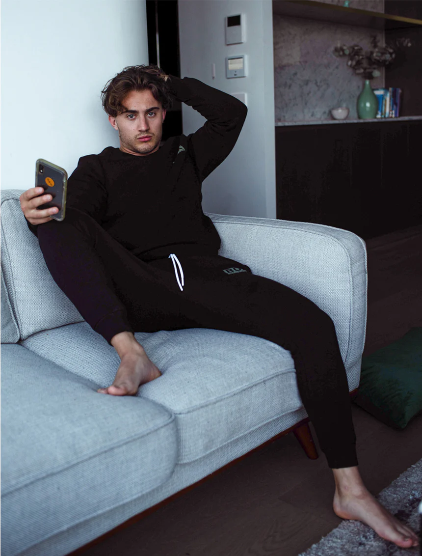 Slim Fit Fleece Jogging Bottoms - Black - Image 2