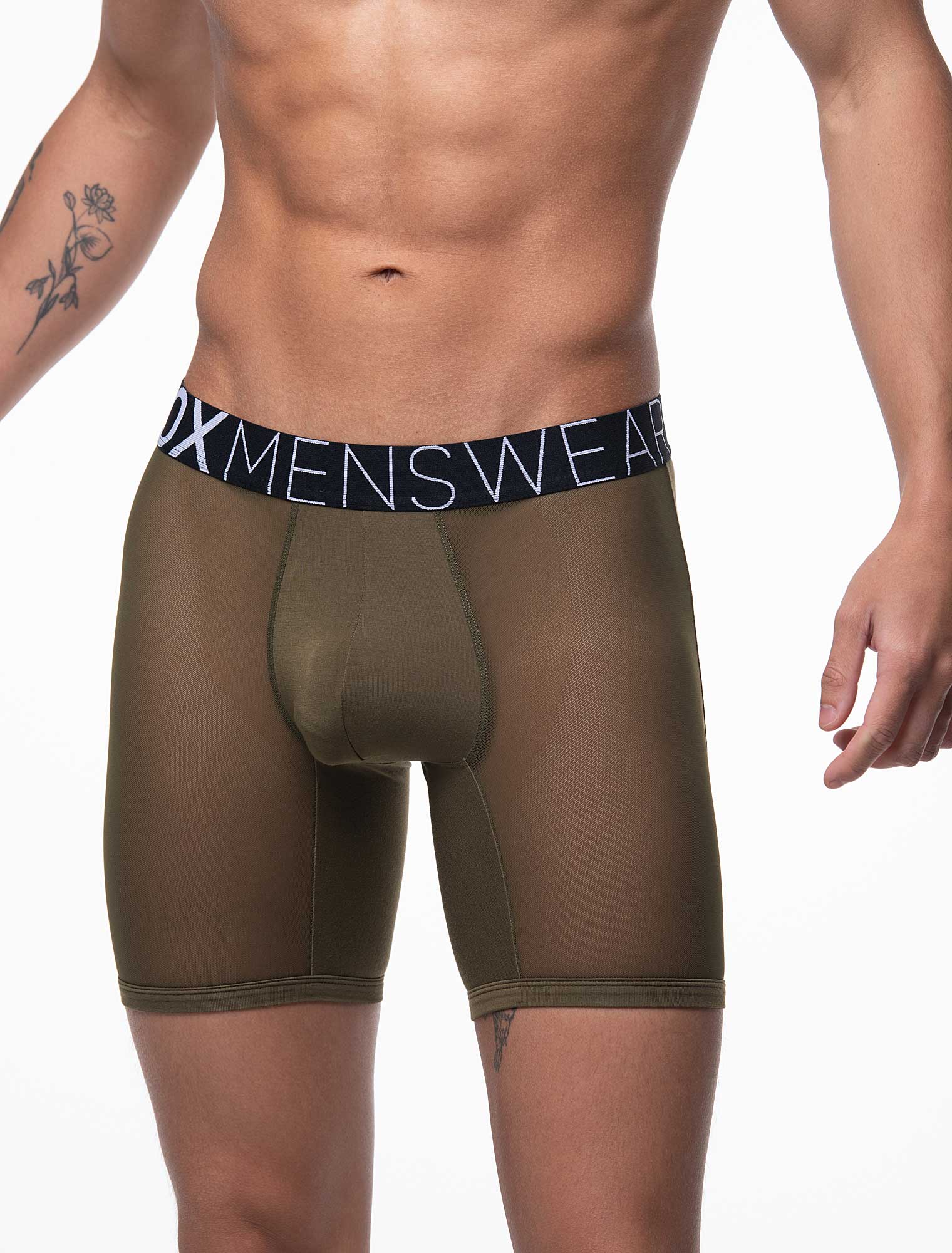 King Fit Mesh Panel - Transparent Crotch: Olive Green - Image 3