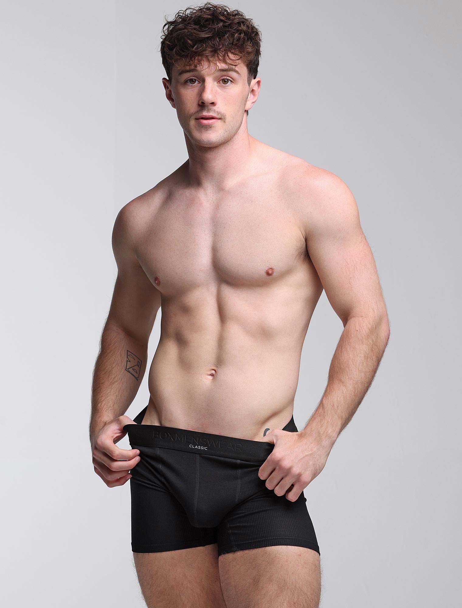 Mens Classic Ribbed Boxers - Black - Image 5