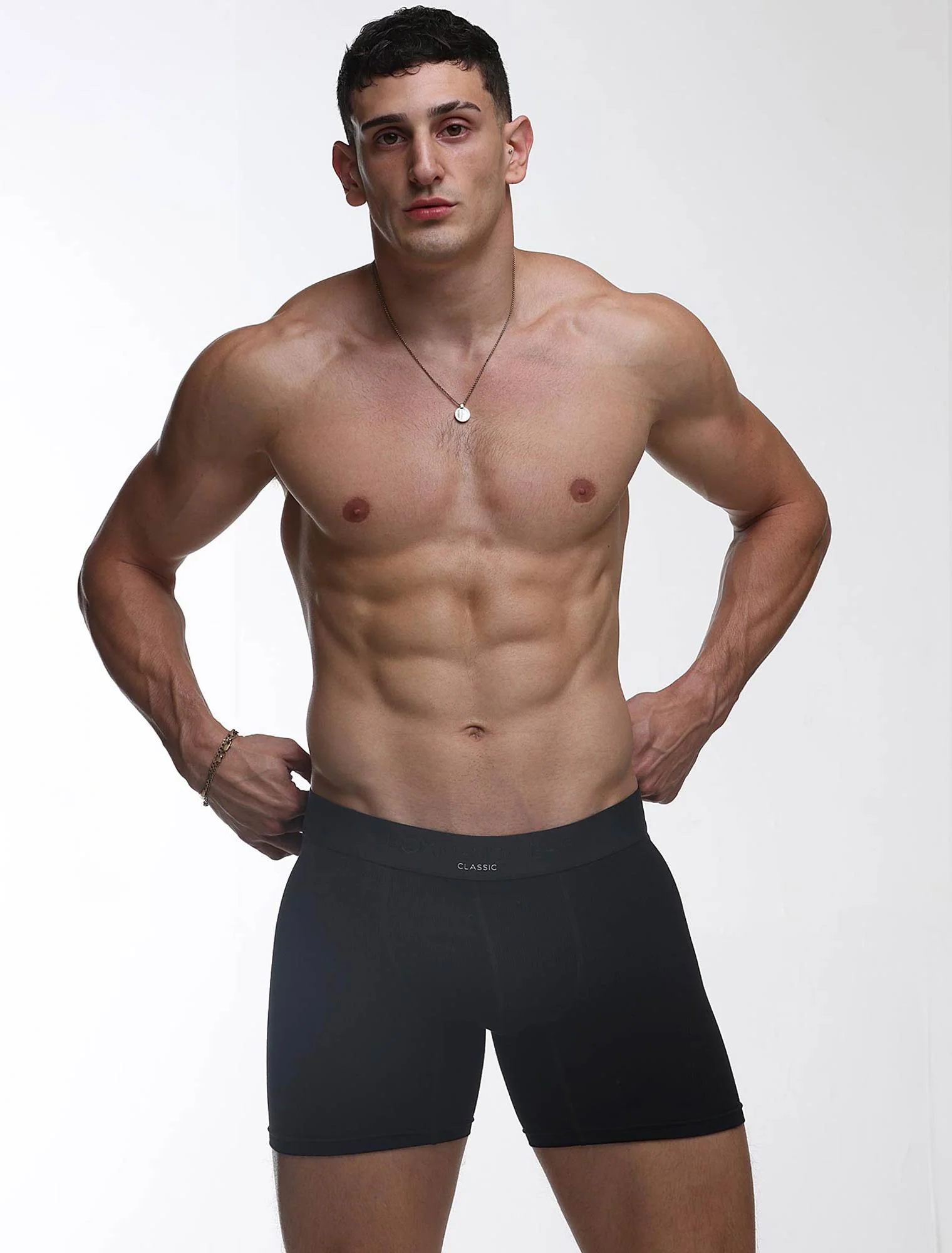 Mens Classic Ribbed Boxers - Black - Image 6