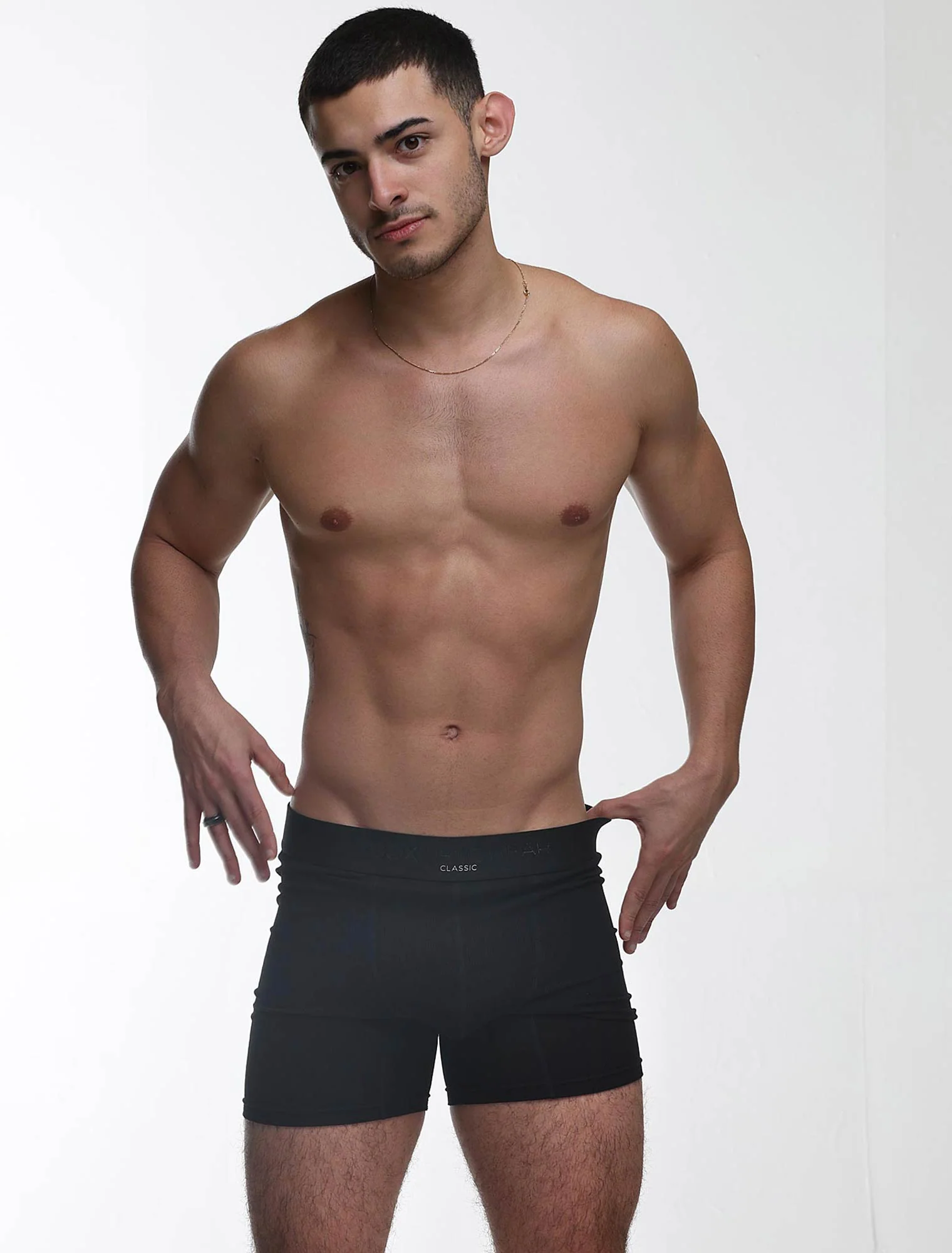 Mens Classic Ribbed Boxers - Black - Image 8