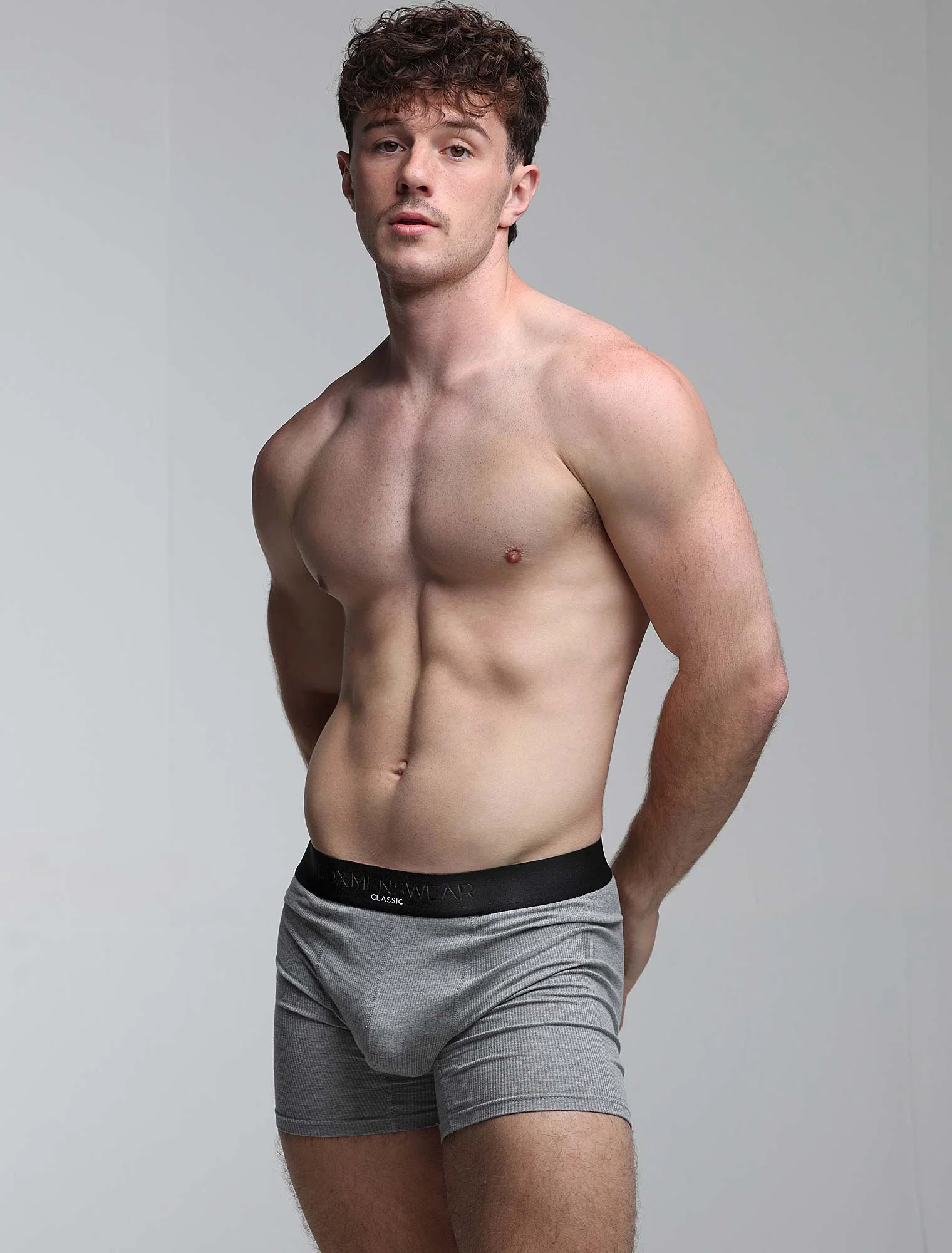 Mens Classic Ribbed Boxers - Grey - Image 8