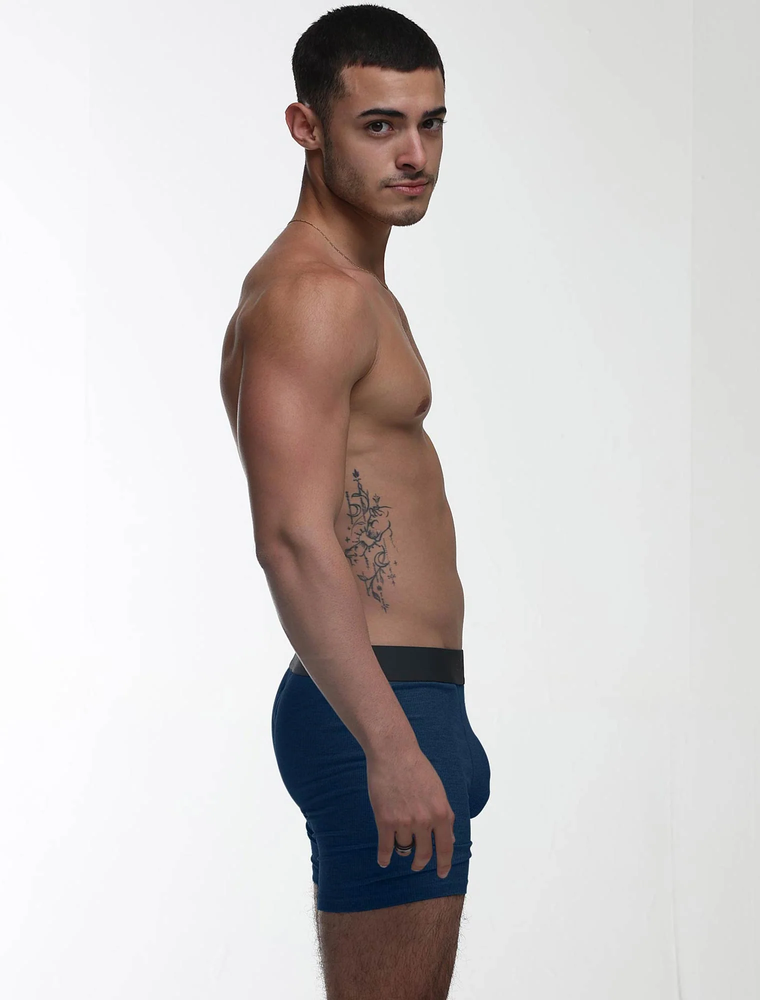 Mens Classic Ribbed Boxers - Navy - Image 4