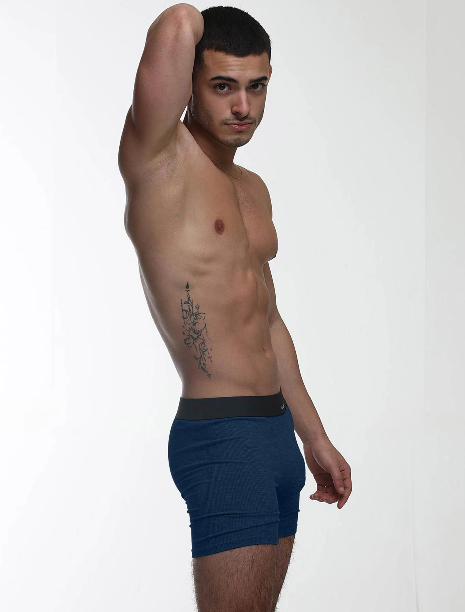 Mens Classic Ribbed Boxers - Navy - Image 5