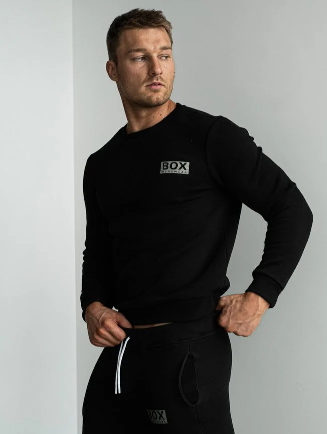 Slim Fit Crew Neck Jumper - Black - Image 7