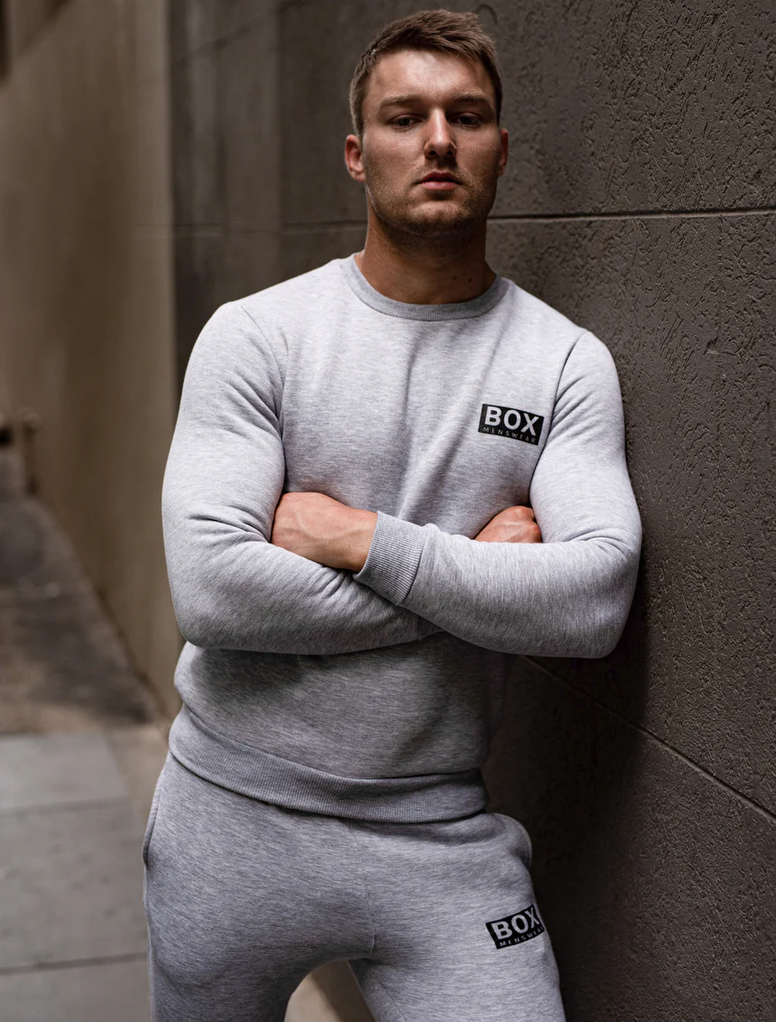 Slim Fit Crew Neck Jumper - Melange Grey - Image 5