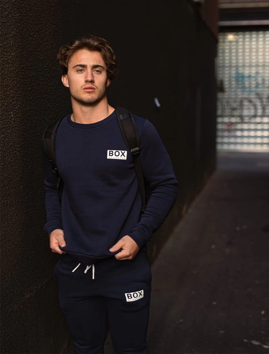Slim Fit Crew Neck Jumper - Navy - Image 4