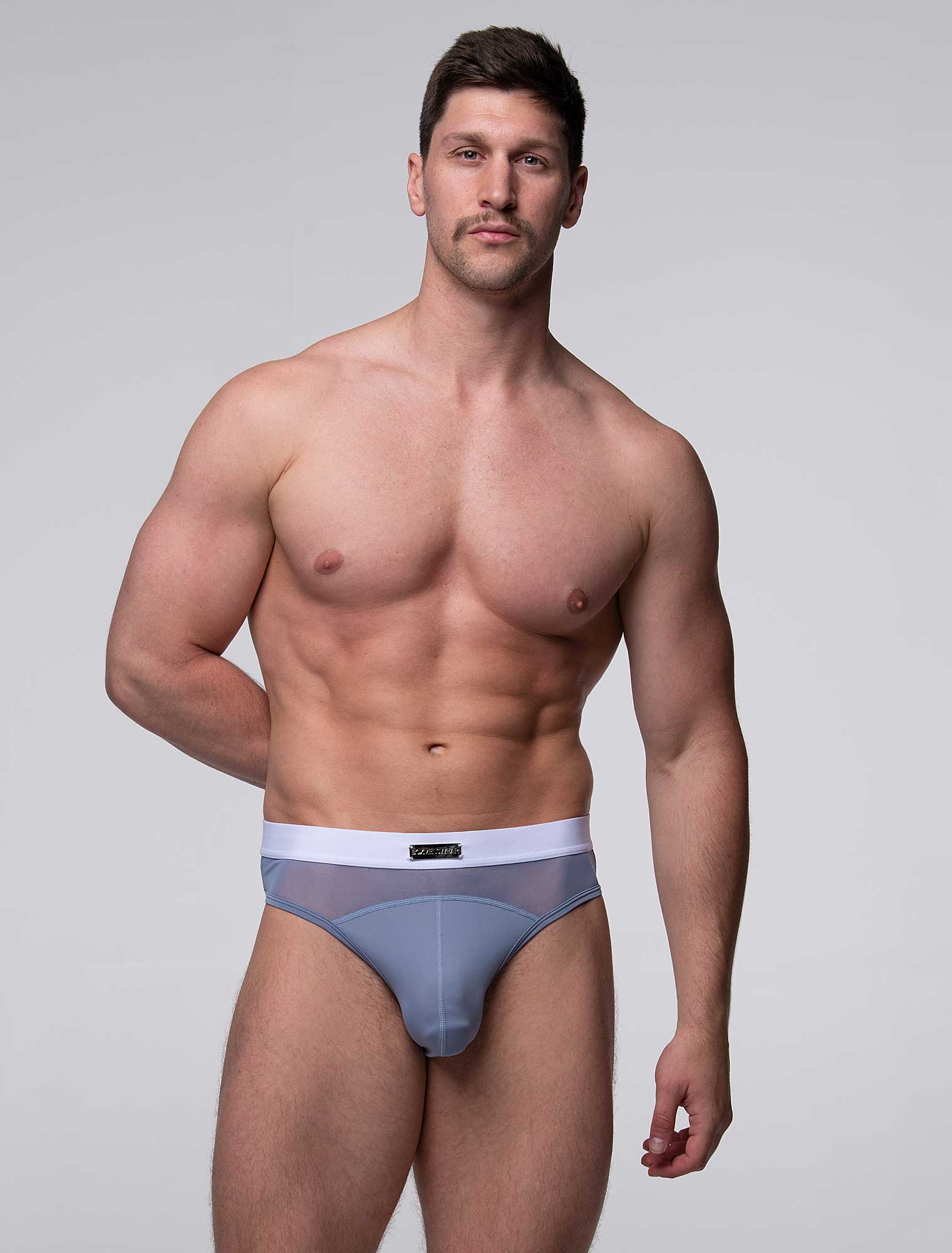 Mens Curved Mesh Briefs - Blue - Image 2