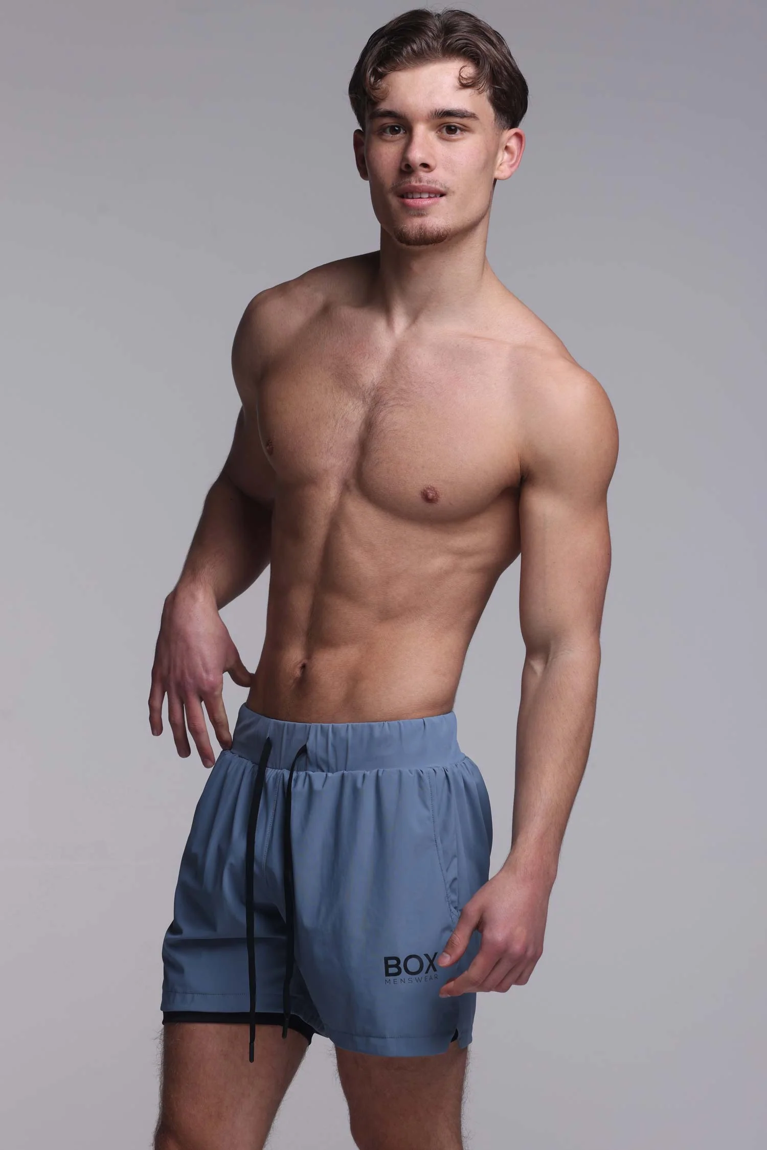 Mens Double Layer Sports Shorts - Charcoal