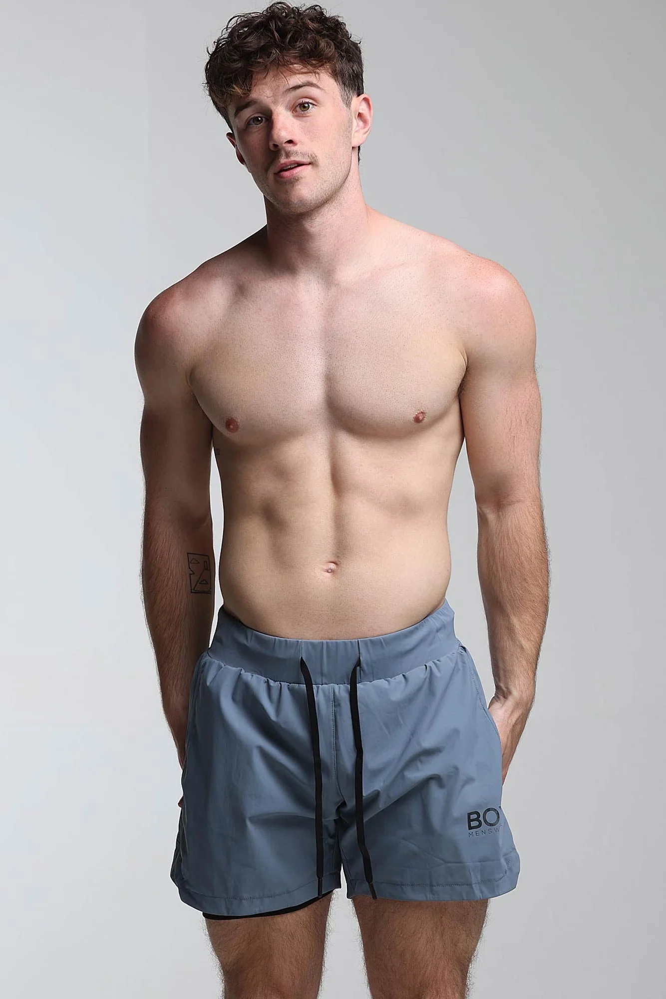 Mens Double Layer Sports Shorts - Charcoal - Image 2