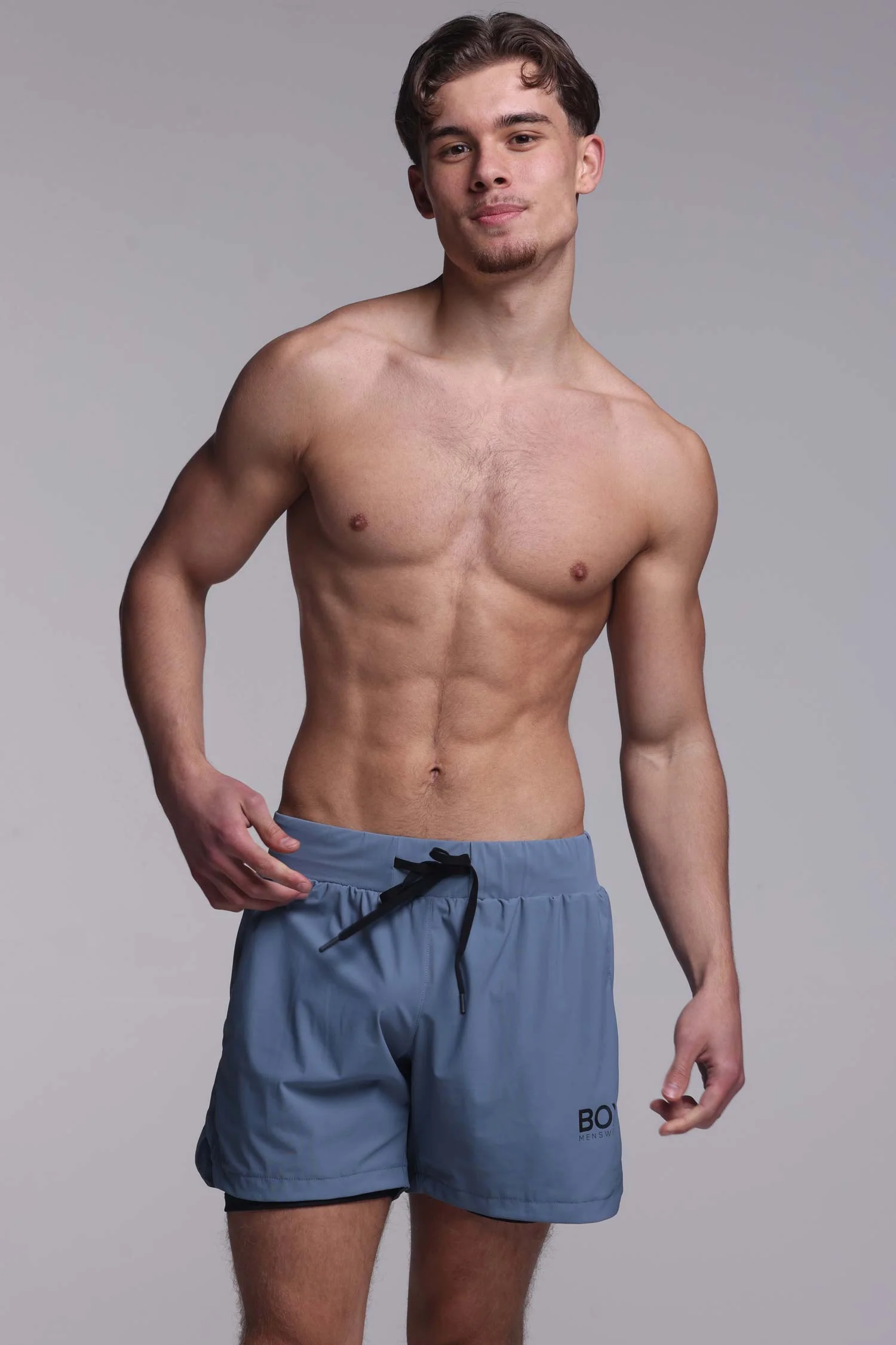 Mens Double Layer Sports Shorts - Charcoal - Image 3