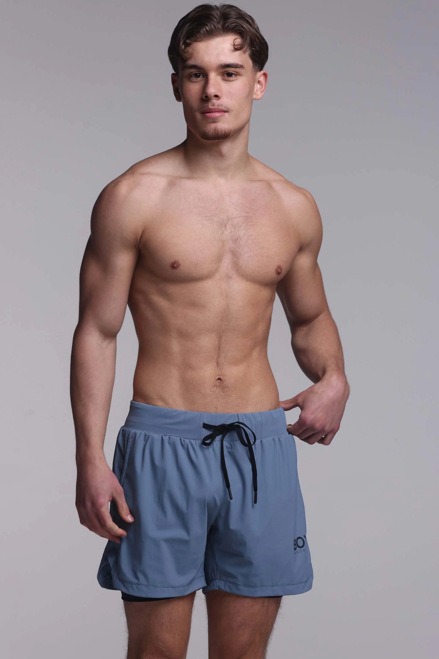 Mens Double Layer Sports Shorts - Charcoal - Image 4
