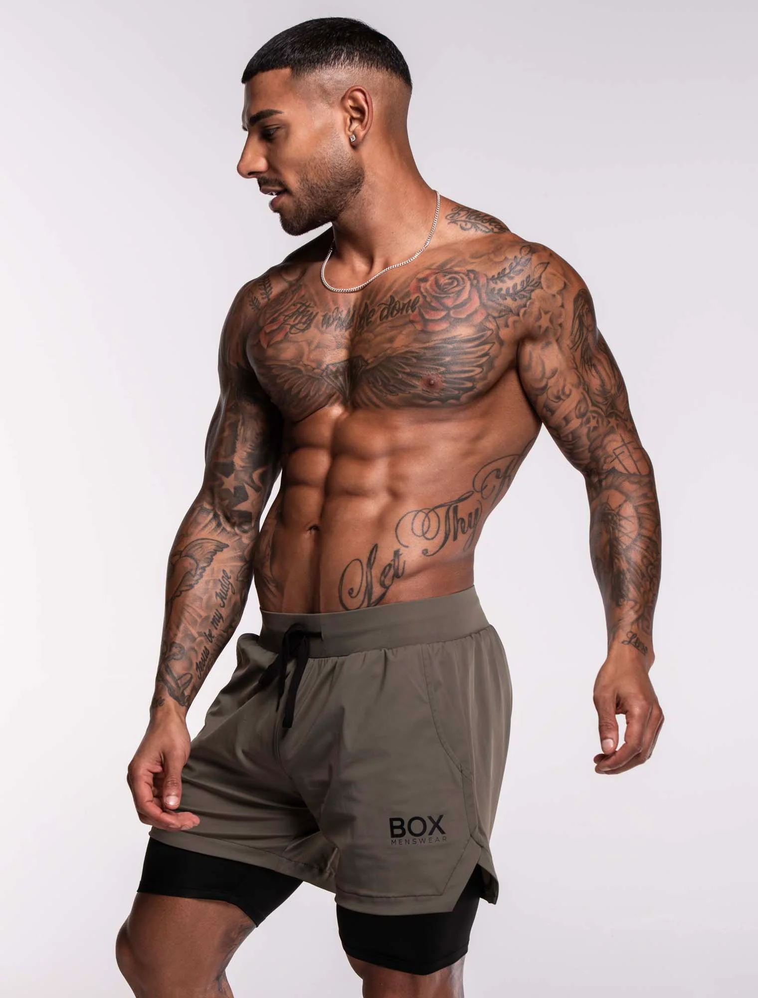 Mens Double Layer Sports Shorts - Green - Image 6
