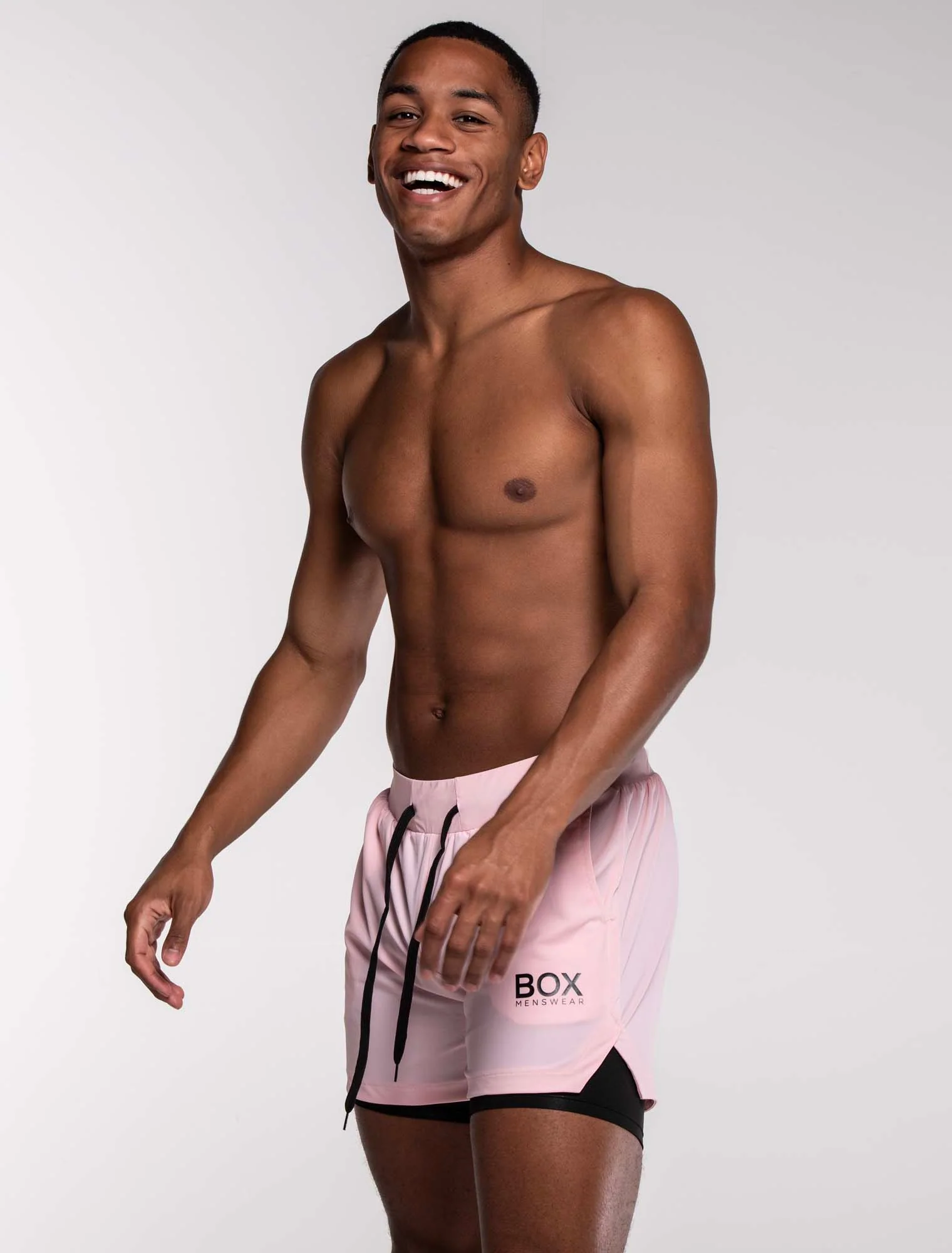Mens Double Layer Sports Shorts - Pink - Image 9