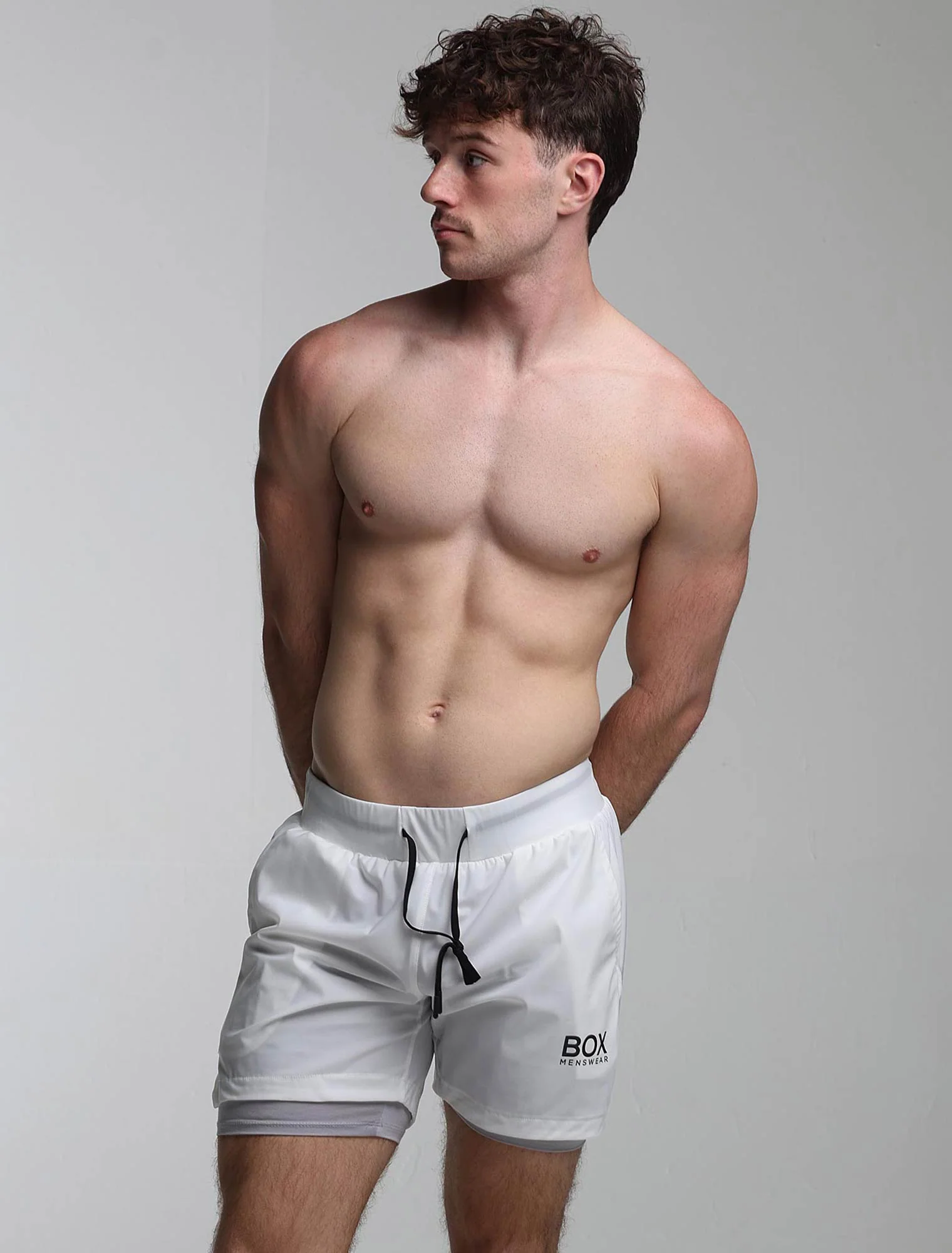 Mens Double Layer Sports Shorts - White - Image 2
