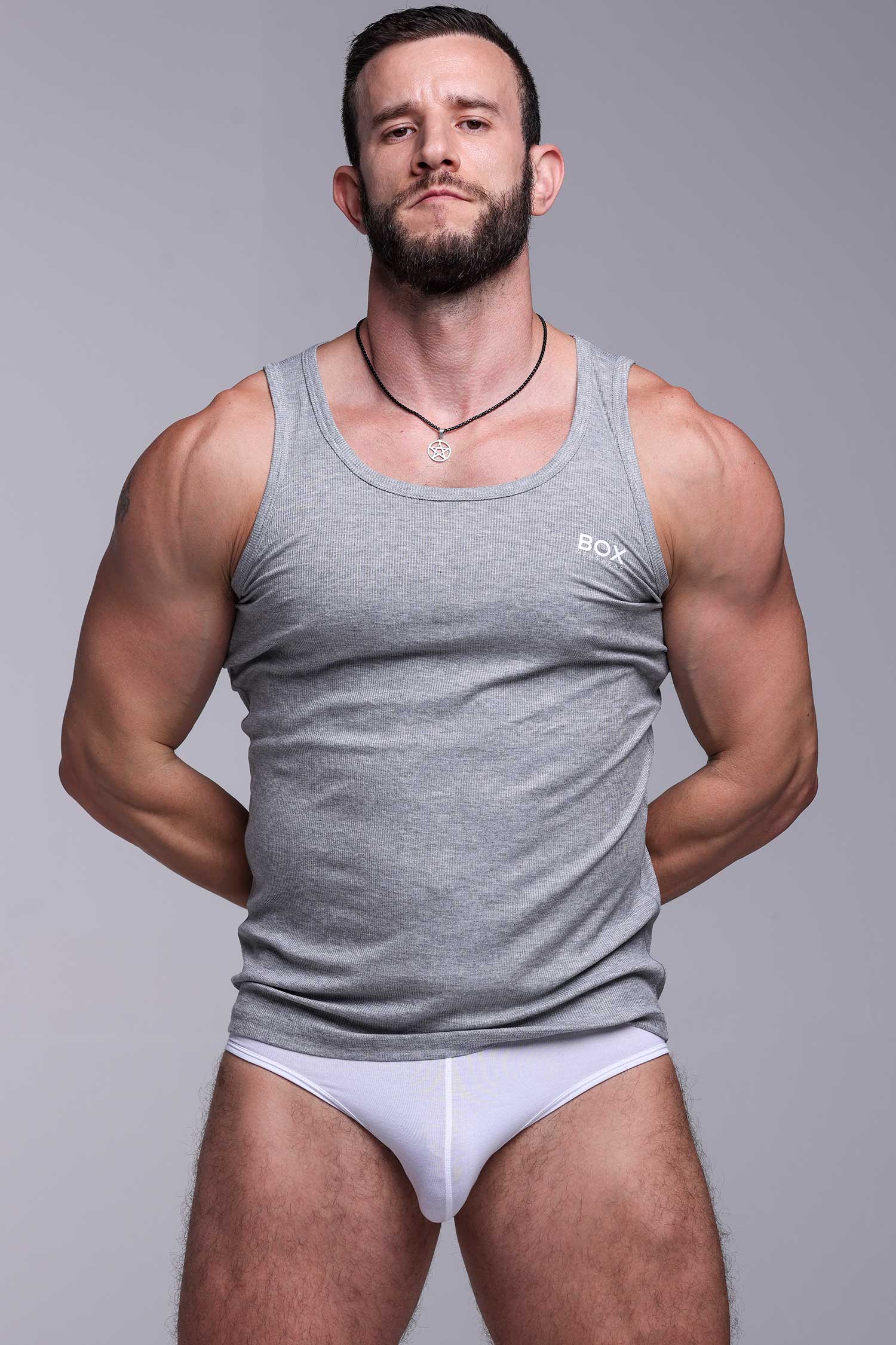 Mens Essential Ribbed Vest - Grey - Image 3