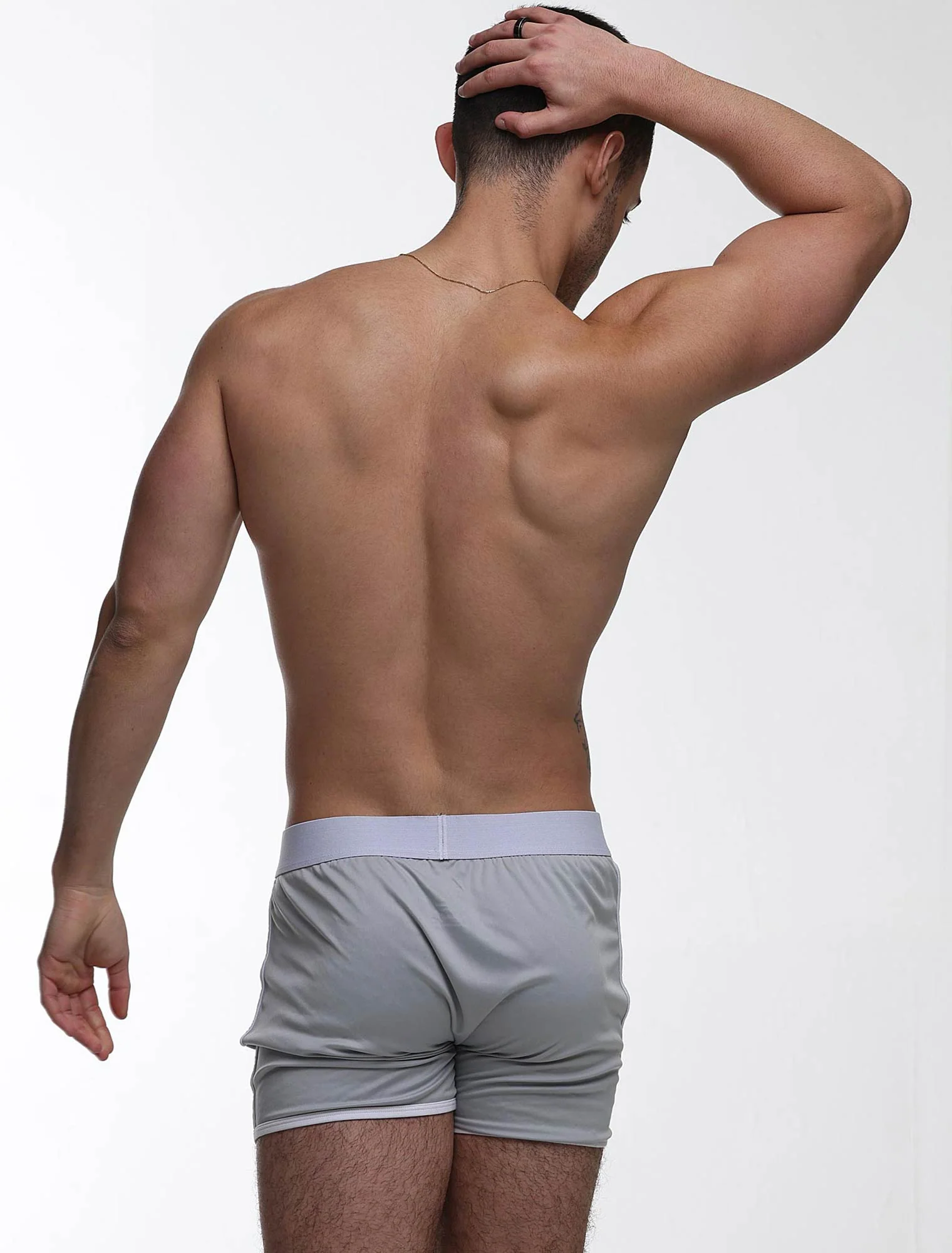 Mens Sports Loose Fit Boxers - Greyscale - Image 4
