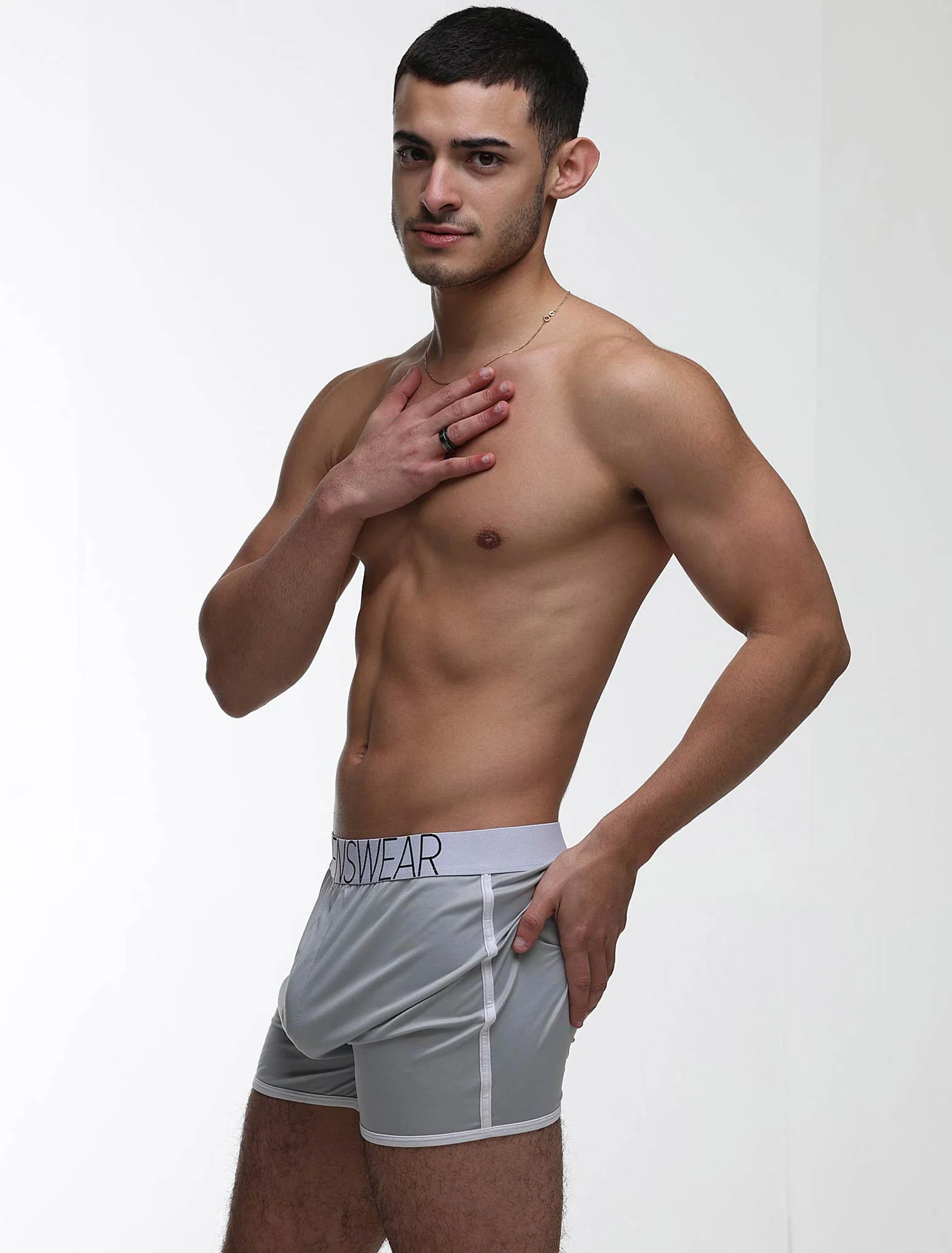 Mens Sports Loose Fit Boxers - Greyscale - Image 5