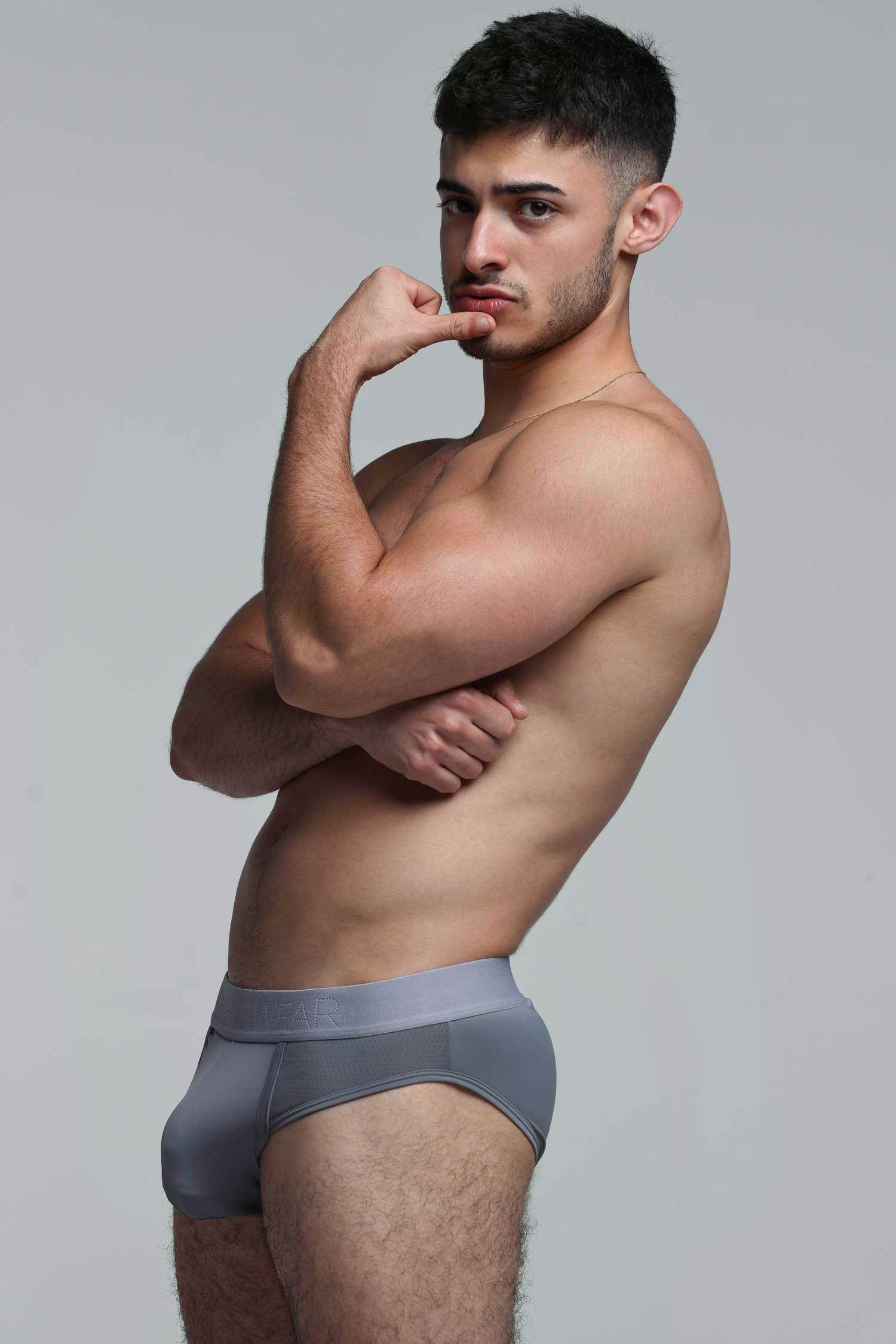 Mesh Panel Briefs - Regal Grey - Image 2