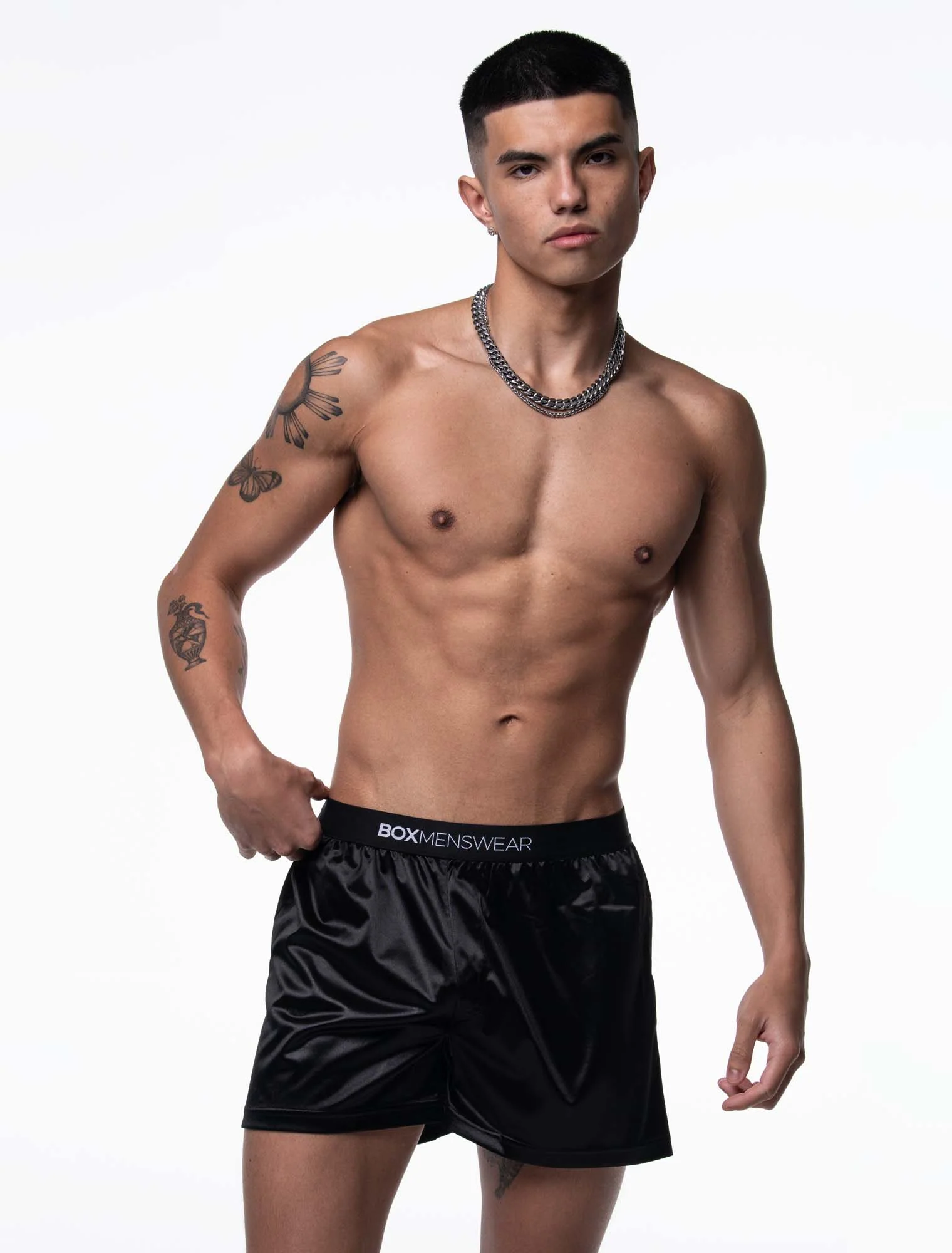 Silk Decline Boxer Shorts - Black Velvet - Image 2