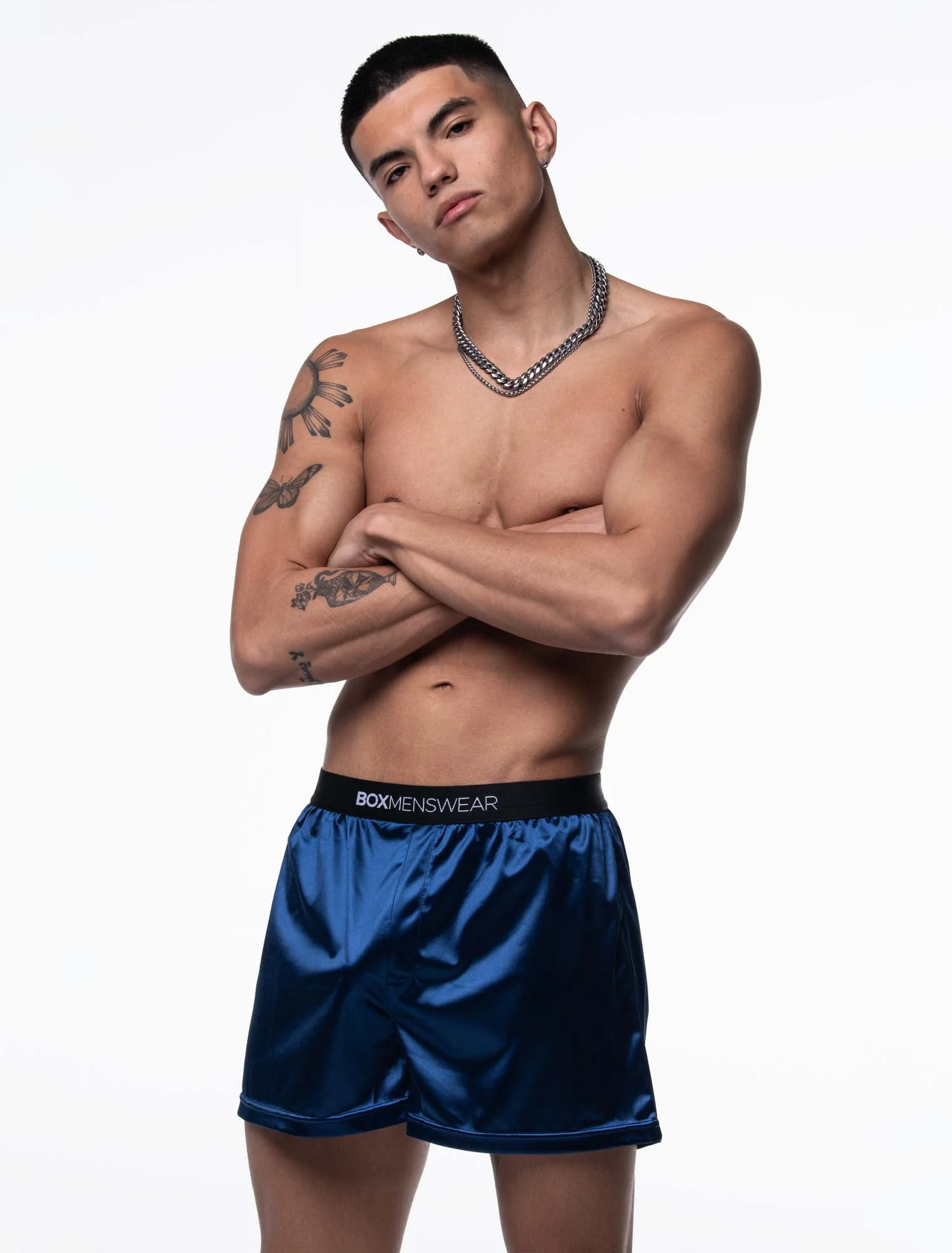 Silk Decline Boxer Shorts - Splendour Navy - Image 4