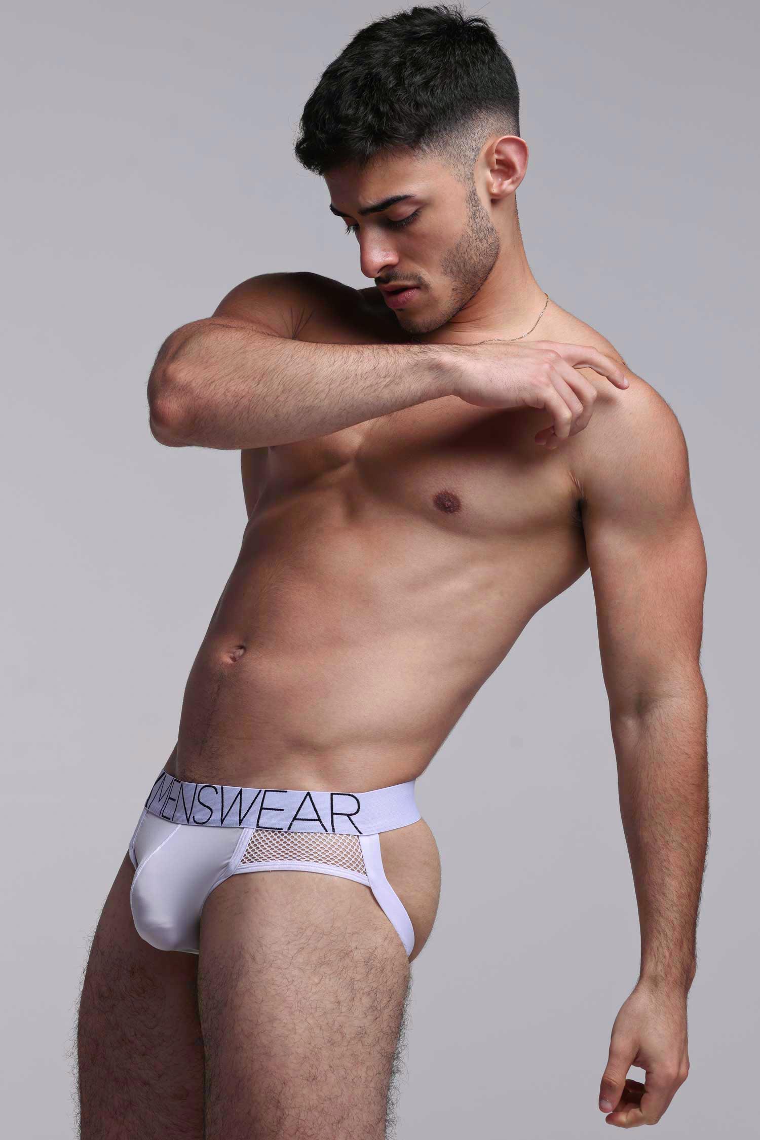 Totally Transparent Varsity Mesh Jockstrap - White - Image 4